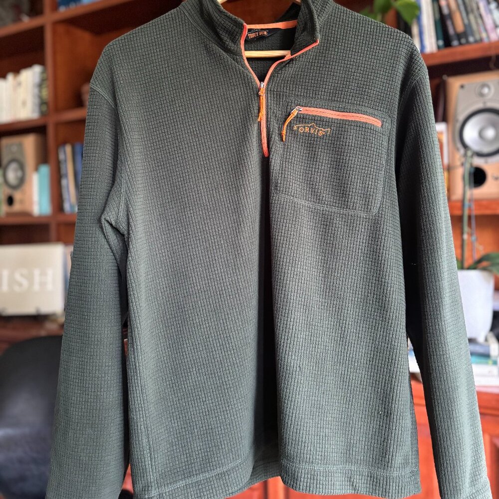 Orvis Trout Bum Grid Fleece Pullover – Dark Green (Size Medium)
